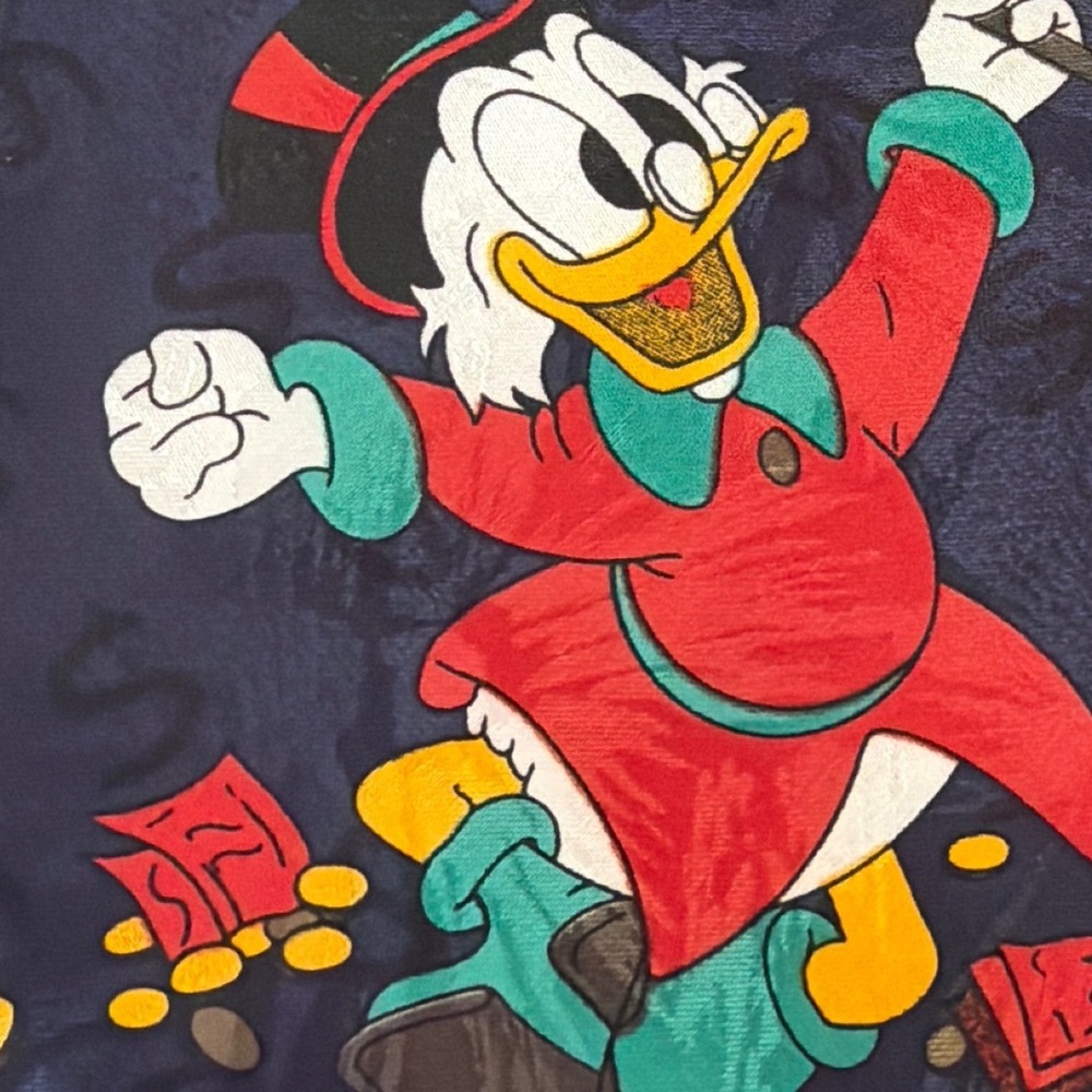 Mickey Unlimited Scrooge McDuck Disney Navy Blue Silk-Look Polyester Tie Italy